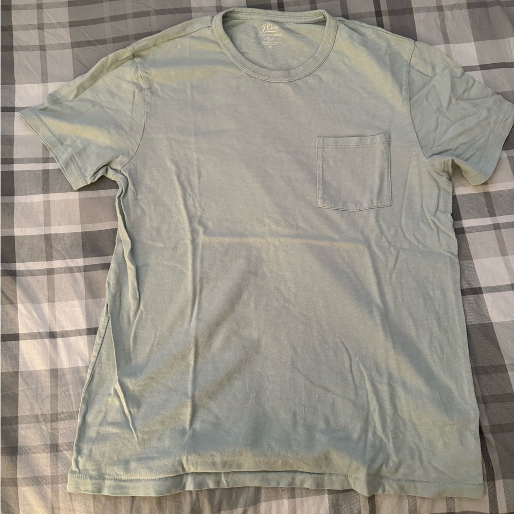 J. Crew garment dyed tee in light sage green color